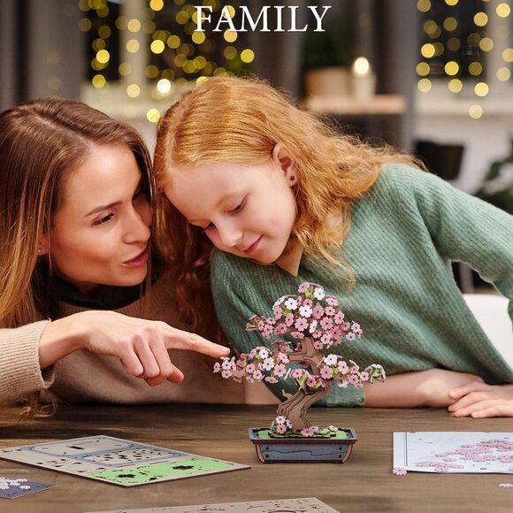 ROBOTIME Sakura Bonsai 3D Puzzles Wooden Artificial Cherry Blossom Tree DIY Mode - Picture 5 of 7